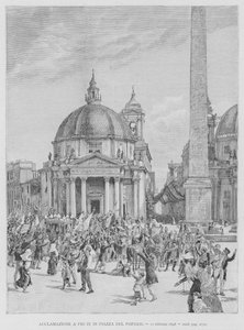 Aklamacja do Piusa IX na Piazza del Popolo autorstwa Edouardo Matania