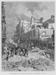 Bombardowanie Palermo przy wejściu Garibaldi (grawerowanie)