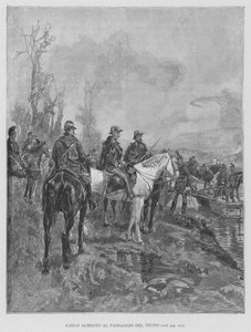 Carlo Alberto w pasażu Ticino (rycina) autorstwa Edouardo Matania