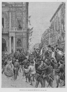 Wpis Garibaldiego w Neapolu (grawerowanie)