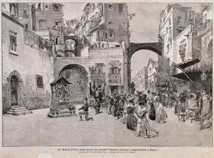 Reprezentacja głosu Vita, z La mala vita, opera Umberto Giordano (rycina) autorstwa Edouardo Matania