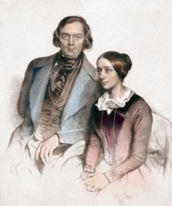 Robert et Clara Schumann (kolorowe grawerowanie) autorstwa Eduard (after) Kaiser