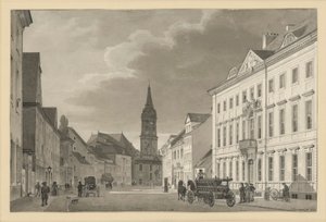 Klosterstraße z kościołem parafialnym w Berlinie autorstwa Eduard Gaertner