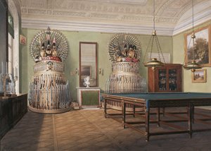 Wnętrza Pałacu Zimowego. Sala bilardowa cesarza Aleksandra II, poł. autorstwa Eduard Hau