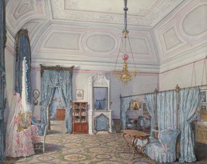 Wnętrza Pałacu Zimowego. Piąte zarezerwowane mieszkanie. Sypialnia Wielkiej Księżnej Marii Aleksandrownej, 1873