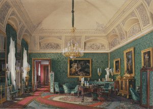 Wnętrza Pałacu Zimowego. Pierwszy zarezerwowany apartament. Mały Gabinet Wielkiej Księżnej Marii Nikołajewnej, 1867 autorstwa Eduard Hau