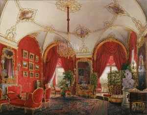 Wnętrza Pałacu Zimowego. Czwarty zarezerwowany apartament. Sala Narożna, połowa XIX w. autorstwa Eduard Hau