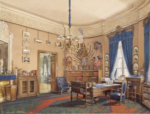 Wnętrza Pałacu Zimowego. Gabinet księcia koronnego Nikołaja Aleksandrowicza, 1865