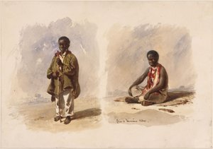 Dwóch małych Afro-Brazylijczyków; jeden stoi, a drugi siedzi autorstwa Eduard Hildebrandt