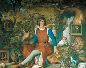 Portret Walthera von der Vogelweide, z sagi Tannhausera (olej na płótnie) autorstwa Eduard Ille