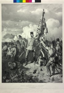 Książę Aleksander Heski k. k. marszałek polny porucznik w bitwie nad Mincio pod Solferino 24. Czerwiec 1859 autorstwa Eduard Kaiser
