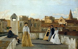 Taras, Edoardo Dalbono (1841-1915), olej na desce, 45x30 cm.