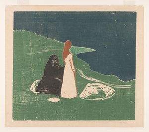 Dwie kobiety na brzegu (tytuł oryginalny) autorstwa Edvard Munch (signed by artist)