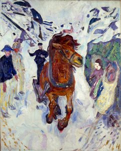 Obraz galopu konia autorstwa Edvarda Muncha (1863-1944) 1910-1912 Wym. 148x119,5 cm Oslo, Miejskie Zbiory Sztuki Munch Museum (Musee Munch) autorstwa Edvard Munch