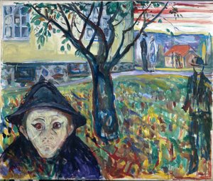 Zazdrość w ogrodzie - Edvard Munch (1863-1944). olej na płótnie autorstwa Edvard Munch