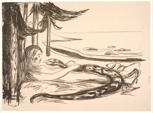Kobieta i wąż autorstwa Edvard Munch