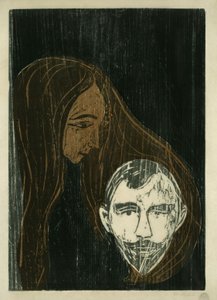Męska głowa w kobiecych włosach autorstwa Edvard Munch