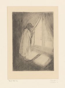 Dziewczyna w nocnej koszuli przy oknie Dziewczyna przy oknie (tytuł oryginalny) autorstwa Edvard Munch