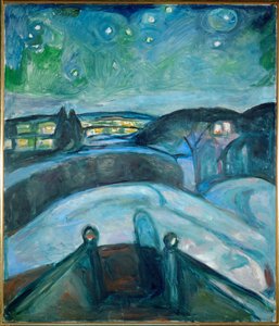 Gwiaździsta noc, Ekely (obraz na płótnie) autorstwa Edvard Munch