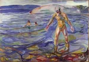 Obraz kąpiącego się Edvarda Muncha (1863-1944) 1918 Nd. 138x199,5 cm Oslo, Miejskie Zbiory Sztuki autorstwa Edvard Munch