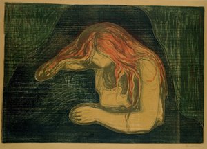 Wampir (litografia i drzeworyt) autorstwa Edvard Munch