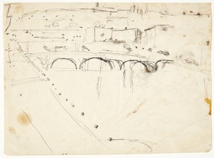 Widok z okna na Lungarno nad rzeką w kierunku Santo Spirito i wzgórza San Miniato, Florencja autorstwa Edvard Weie