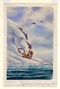 Cape Wadsworth, Coulman Island (wc na papierze) autorstwa Edward Adrian Wilson