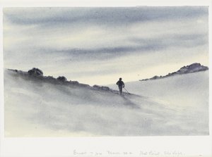 Zachód słońca, 19:00, 30.11 marca, Hut Point, stok narciarski, 1911 autorstwa Edward Adrian Wilson