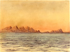 Zachód słońca, Simons Bay, RPA (wc na papierze) autorstwa Edward Adrian Wilson