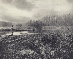 Styczniowy wieczór na teście (zdjęcie czarno-białe) autorstwa Edward Alfred Barton
