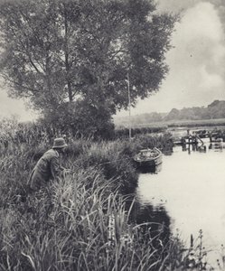 Na moście Eel-pot w Leckford (zdjęcie czarno-białe) autorstwa Edward Alfred Barton