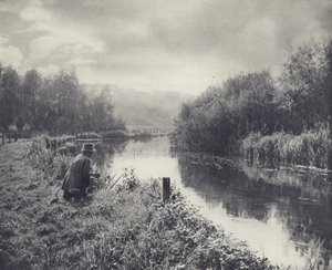 Kennet poniżej Ramsbury (zdjęcie czarno-białe) autorstwa Edward Alfred Barton