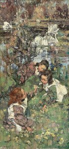 Dziewczyny i łabędzie autorstwa Edward Atkinson Hornel