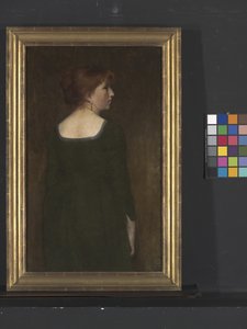 Portret młodej kobiety, około 1887 (olej na płótnie) autorstwa Edward August Bell