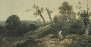 Krajobraz z domkiem autorstwa Edward Bird