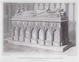 Pomnik Wilhelma z Wykham, biskupa Winchester, w katedrze w Winchester (rycina) autorstwa Edward Blore