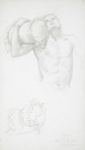 Męski akt trzymający poduszkę autorstwa Edward Burne-Jones