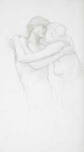 Obejmująca się naga para autorstwa Edward Burne-Jones