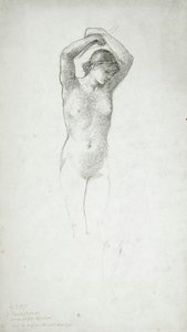 Stojąca naga kobieta z uniesionymi rękami autorstwa Edward Burne-Jones