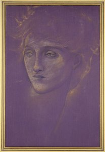 Głowa kobiety, 1890 (złota farba na fioletowym tle) autorstwa Edward Burne Jones