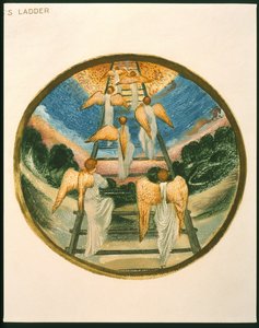 Drabina Jakuba, Anioły powracające do nieba, tablica 111 z „Księgi kwiatów” autorstwa Edward Burne Jones