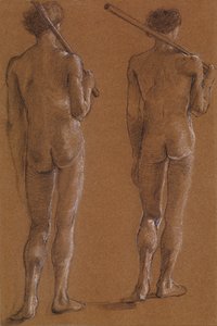 St George Series – Akt męski – Studia dwóch żołnierzy do filmu „Księżniczka doprowadziła do smoka” autorstwa Edward Burne Jones