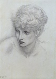 Studium głowy dziewczyny (patrz także 198346) autorstwa Edward Burne Jones