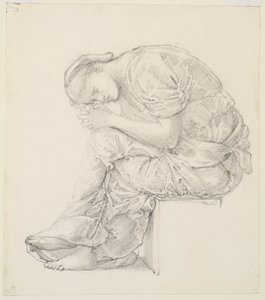 Lament - studium dla figury po prawej stronie autorstwa Edward Burne Jones