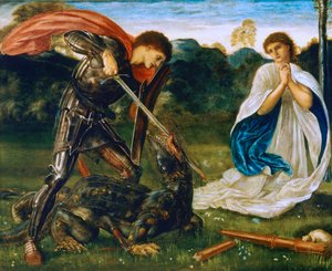 Walka: Święty Jerzy zabija smoka VI autorstwa Edward Burne Jones