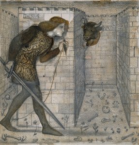 Projekt płytki - Tezeusz i Minotaur w labiryncie autorstwa Edward Burne Jones