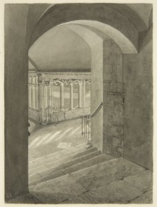 Wejście do Cloisters z katedry w Bristolu z grobem Edwarda Birda (ołówek i akwarela na papierze)