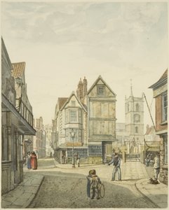 Kościół św. Jakuba i Silver Street z widokiem na Lower Maudlin Lane, Bristol
