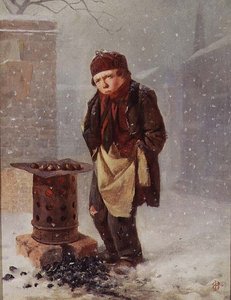 Sprzedawca kasztanów (olej)