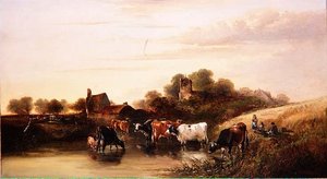 The Watering Place, scena w Devonshire autorstwa Edward Charles Williams